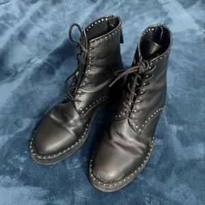 Cute Studded Black Ankle Boots